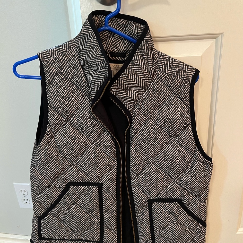 Black and White Herringbone Vest